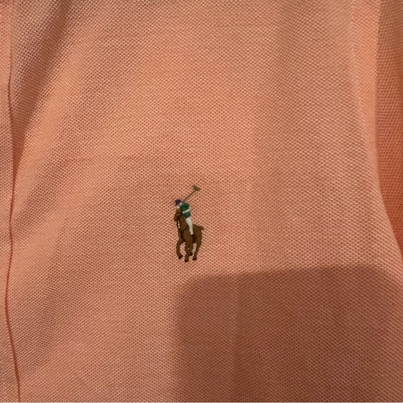 Ralph Lauren Knit Oxford Button Up Shirt Orange Small - Picture 3 of 3